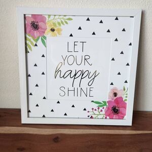 Let your happy shine sign home decor floral poppy new framed office wall art pri